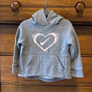 Nike Kids Hoodie with Peach Heart Logo Gray Size 2T